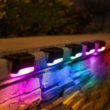 Lot de 4 lampes solaires LED pour terrasse, escaliers et clôtures extérieures - Couleur de la lumière : noir (1/5)