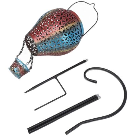 Lanterne solaire suspendue rétro style ballon de feu creux, lumière solaire chaleureuse et romantique pour jardin, camping et terrasse. (1/5)