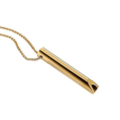 Collier Breathlace pour arrêter de fumer, Collier de respiration consciente en acier inoxydable pour l'anxiété, Collier Breathlace pour arrêter de fumer, Collier anti-tabac apaisant, Or (1/4)