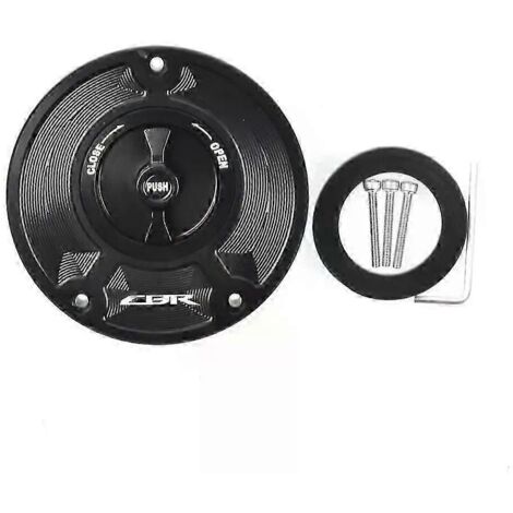 Bouchon de réservoir d'essence en aluminium CNC sans clé pour Honda CBR 600 F4 F3 F2 (1991-2008) - Accessoires moto - Noir - Logo noir (1/5)