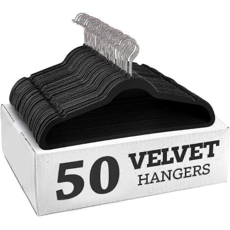 Cintres en velours antidérapants - Cintres pour costumes (lot de 10) - Crochet or rose - Noir (1/4)