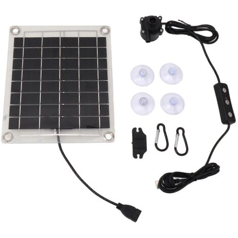 Kit de pompe à eau solaire submersible 20 W pour fontaine, bassin, abreuvoir à oiseaux, irrigation, débit d'eau réglable avec interrupteur (1/5)