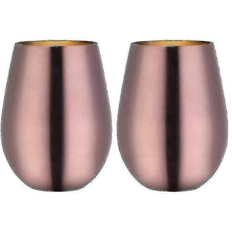 Lot de 2 verres à vin sans pied en acier inoxydable, couleur or rose, idéaux pour les voyages. (1/4)