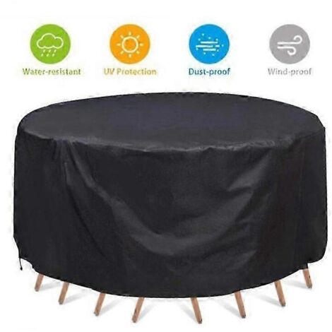 Housse de protection imperméable en tissu Oxford 210D pour canapé, mobilier de jardin (table ronde, chaise), anti-poussière, 178 x 58 cm, noire (1/5)