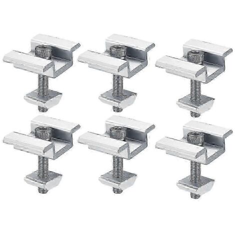 Lot de 8 supports de fixation pour panneaux solaires, extrémité et centre, pour module solaire photovoltaïque 30 m, argent. (1/5)
