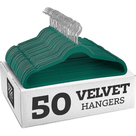 Cintres en velours antidérapants - Cintres pour costumes (lot de 10) - crochet galvanisé - vert (1/4)