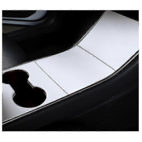 Cache moulé pour console centrale Tesla Model 3 2018-2020, façade de porte-gobelets, garnitures décoratives adhésives, blanc mat (1/5)