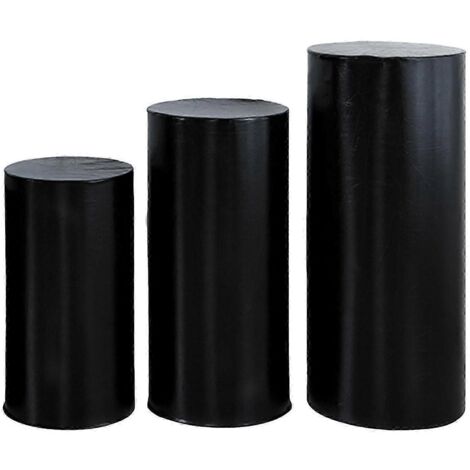 Lot de 3 manchons décoratifs pour socles cylindriques de fête, supports à desserts, etc. - Idéal pour anniversaires, mariages et autres événements. JikaixBlack (1/5)