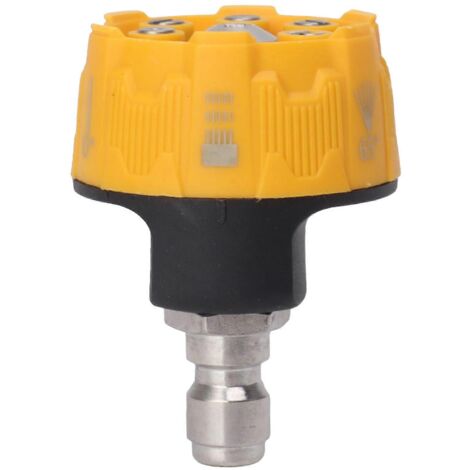 Buse de pulvérisation pour nettoyeur haute pression 6 en 1 multifonctionnelle et réglable, embout de connexion 1/4", noir et jaune (1/5)