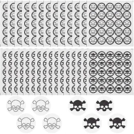 650 autocollants pour casque de football américain, 2 styles différents, motif crâne, 2,8 cm (1,1 pouce), autocollants noirs et blancs. (1/5)