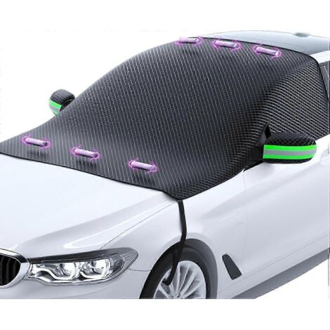Housse de pare-brise magnétique pour la glace et la neige, pliable, protection solaire, coupe-vent et imperméable, bâche de voiture verte (1/5)