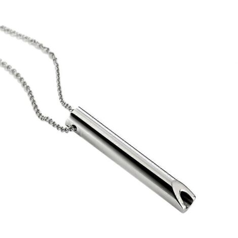 Collier Breathlace pour arrêter de fumer, Collier de respiration consciente en acier inoxydable pour soulager l'anxiété, Collier Breathlace pour arrêter de fumer, Collier anti-tabac apaisant en argent (1/3)