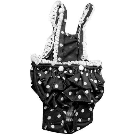 Culotte hygiénique pour animaux avec bretelles ajustables, short menstruel, sous-vêtement pour chien, culotte physiologique - Taille S - Noir (1/5)