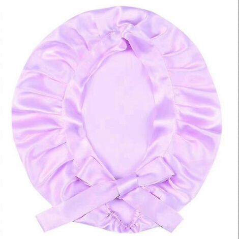 Bonnet en soie, bonnet de nuit ajustable pour dormir, noir et violet clair (1/3)