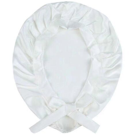 Bonnet en soie, bonnet de nuit ajustable pour dormir, noir et blanc (1/3)