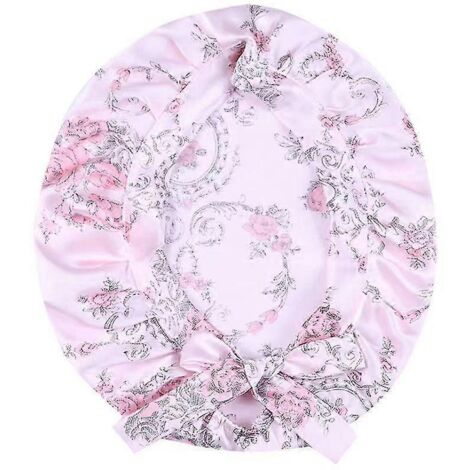 Bonnet en soie, bonnet de nuit ajustable pour dormir, rose Blackflower (1/3)