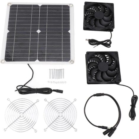 Ventilateur alimenté par panneau solaire 12 W 12 V - Kit de double ventilateur à conversion d'énergie efficace (1/5)