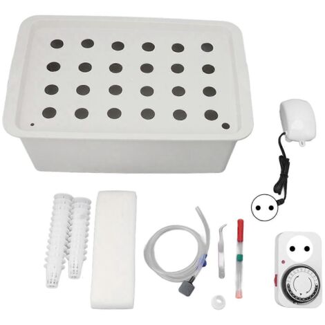 Système hydroponique gris à 24 trous avec minuterie, pompe à oxygène et bac de culture. Prise européenne 220 V. (1/5)