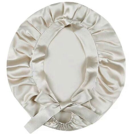 Bonnet en soie, bonnet de nuit ajustable pour dormir, noir et argent (1/3)
