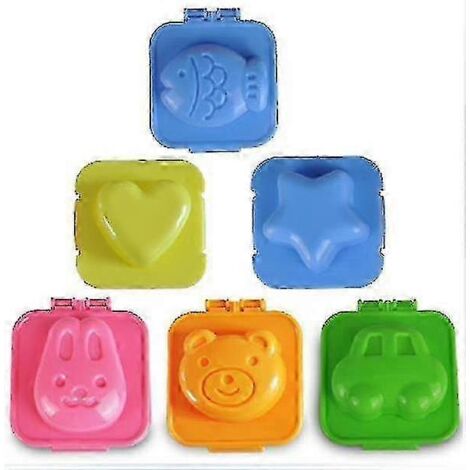 Moule à œufs durs 3D, style dessin animé, pour la fabrication de bentos et autres outils de bricolage (6 pièces, multicolore) (1/4)