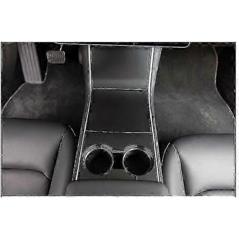 Cache moulé pour console centrale Tesla Model 3 2018-2020, façade de porte-gobelets, garnitures décoratives adhésives, noir mat (1/5)