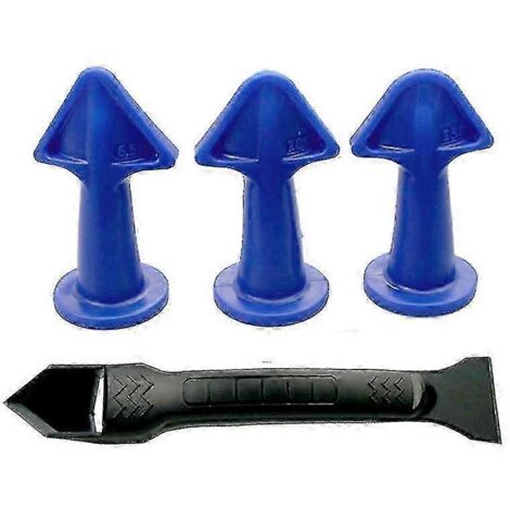 Embout pour mastic silicone, outil de finition pour calfeutrage, dissolvant de colle, grattoir à coulis (bleu) (4 pièces) (1/5)