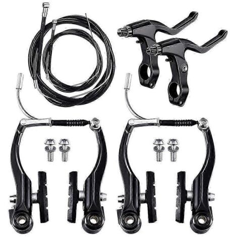 Kit complet pour VTT, freins V-Brake + câbles externes + levier + protège-câbles de freins avant et arrière (1/5)
