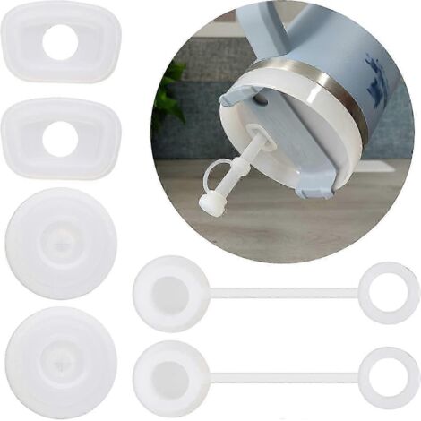 Ensemble de 3 bouchons anti-déversement en silicone, compatibles avec les gobelets Stanley de 40 oz et 30 oz (1,2 L), accessoires Stanley, blanc (1/5)