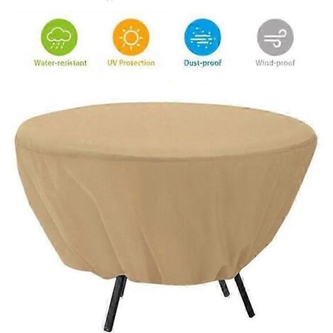 Housse de protection imperméable en tissu Oxford 210D pour canapé, mobilier de jardin (table ronde, chaise), anti-poussière, 178 x 58 cm, beige (1/5)