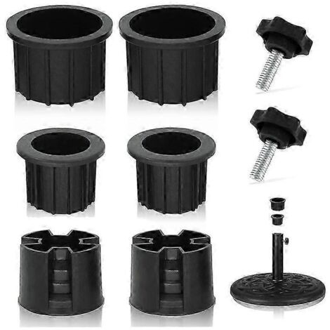 Lot de 8 bouchons et capuchons pour pied de parasol - Pièces de rechange pour pied de parasol de terrasse - Noir (1/5)