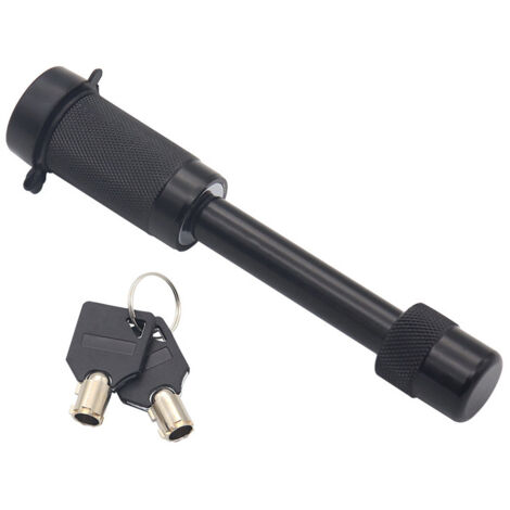 Verrou d'attelage de remorque, goupille de verrouillage pour récepteur d'attelage, antivol avec capuchon étanche et 2 clés, pratique pour camion de remorquage, bateau, accessoires auto (Noir). (1/4)