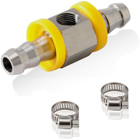1/2" Raccord en T à poussoir barbelé avec port de capteur 1/8-27 NPT, adaptateur de pression en acier inoxydable 304 pour tuyau de carburant Ø intérieur 12,7 mm, colliers de serrage inclus 2 pièces. (1/4)