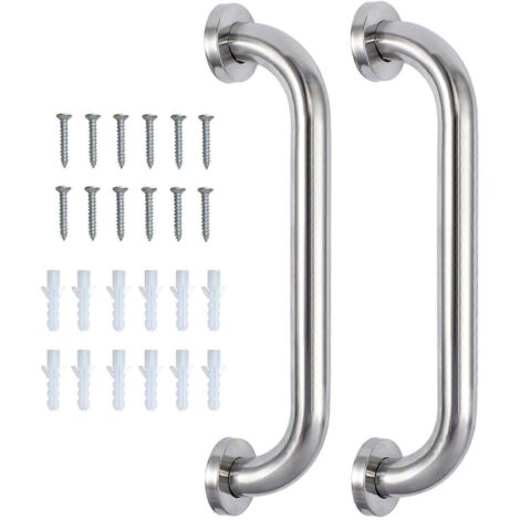 Lot de 2 barres d'appui de douche de 30 cm en acier inoxydable, poignée de baignoire, porte-serviettes, poignée de douche murale de sécurité (1/5)