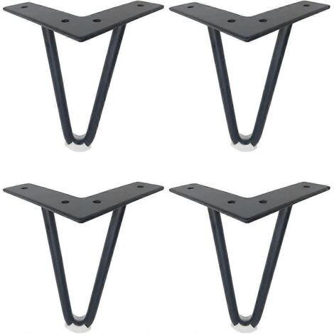 pieds de table en épingle à cheveux, en métal massif épais, pour meubles, fauteuil, canapé, lit, armoire (1/5)