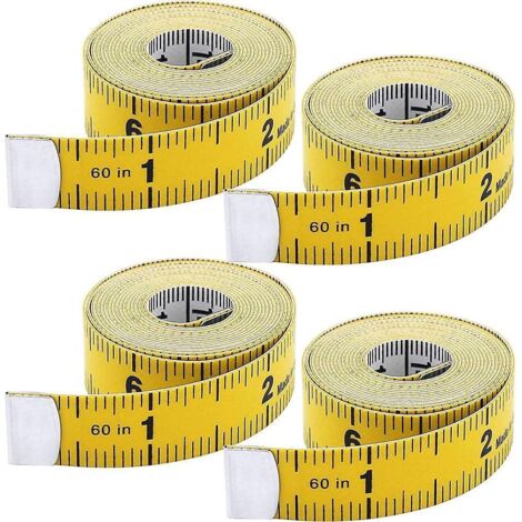 Mètre ruban, lot de 4 mètres ruban de couture de 150 cm pour la mesure des tissus (jaune) (1/3)