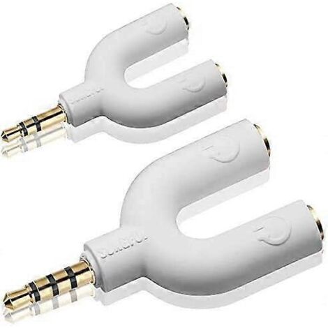 Kit répartiteur stéréo pour casque audio, adaptateur jack 3,5 mm à 3 broches en forme de U vers 2 casques + adaptateur à 4 broches en forme de U (1/2)