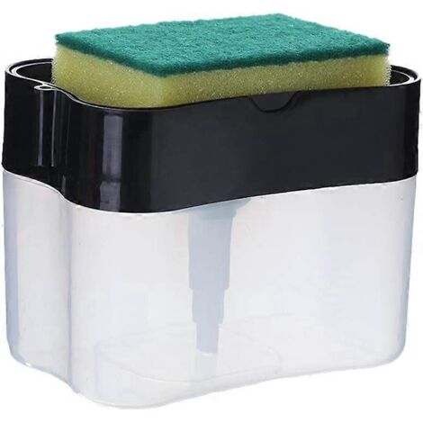 Distributeur de liquide vaisselle avec porte-éponge, outil de lavage 2 en 1 à pompe manuelle (1/5)