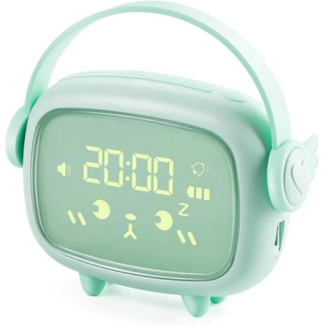 Réveil enfant, réveil numérique rechargeable avec affichage LED, 2 sonneries, veilleuse (1/3)
