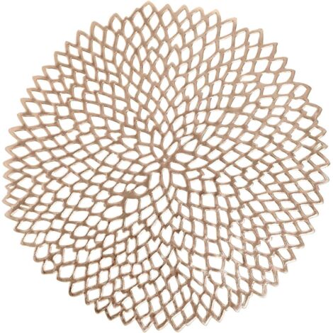 Lot de 6 sets de table ronds dorés métallisés de 38 cm (15 pouces) à motif floral, pour la décoration de table. (1/5)