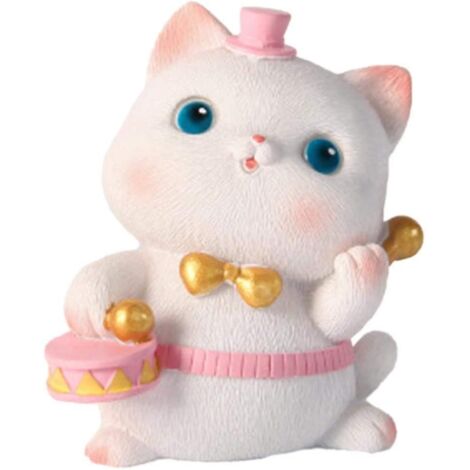 Figurines de chat, décoration de voiture, figurines à tête branlante, objets artisanaux, ornements, accessoires de gâteaux, chat en résine (1/4)