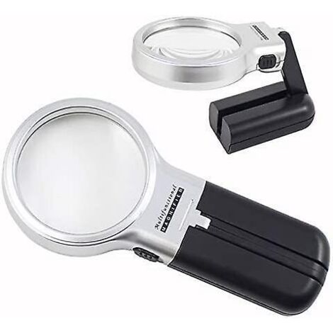 1 loupe mains libres avec support lumineux LED, grossissement 3X, utilisable à main levée ou sur pied. (1/5)