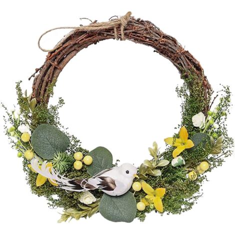 Couronne d'eucalyptus artificiel pour décoration de porte d'entrée ou de mur. (1/5)