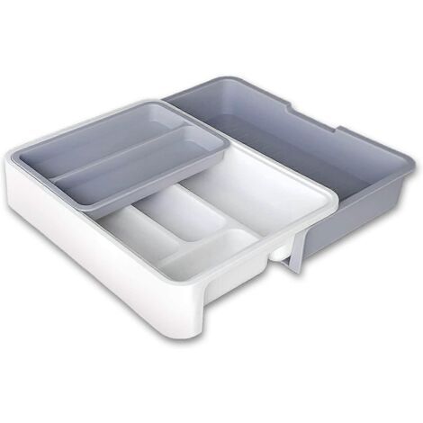 Organisateur de tiroir de cuisine - Rangement extensible pour couverts et ustensiles, avec plateau à couverts (1/3)