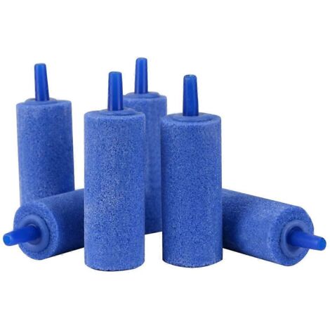 Pierres à air cylindriques de 5 cm, lot de 6, diffuseur de bulles pour aquarium, pompe bleue (1/5)