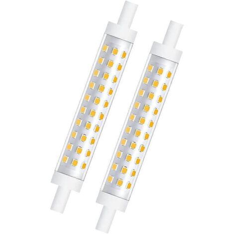 Ampoule halogène R7s J118 à réflecteur, blanc chaud 3000K, 10 W, dimmable, équivalent à une ampoule halogène classique, pour plafond. (1/5)