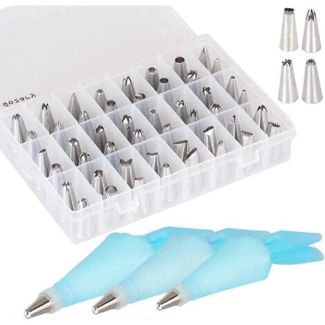 Kit de décoration de gâteaux 58 pièces, ensemble de poches à douille et douilles Eainbei avec 52 pièces en acier inoxydable (1/2)
