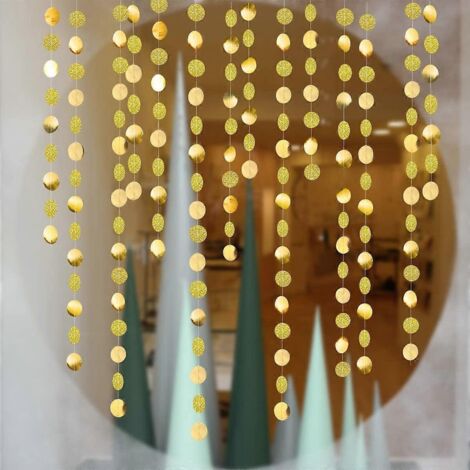 Guirlande de pois dorés, décorations de fête dorées, banderoles à pois pailletés, fond suspendu (1/4)