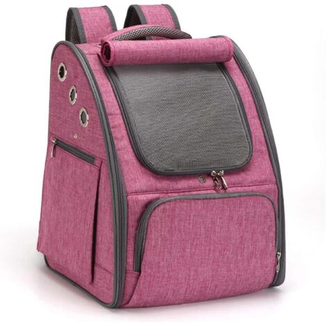 Sac de transport pour chat, chiots et petits chiens, sac à dos pour animaux de compagnie, sac pliable et respirant pour chat rouge (1/5)