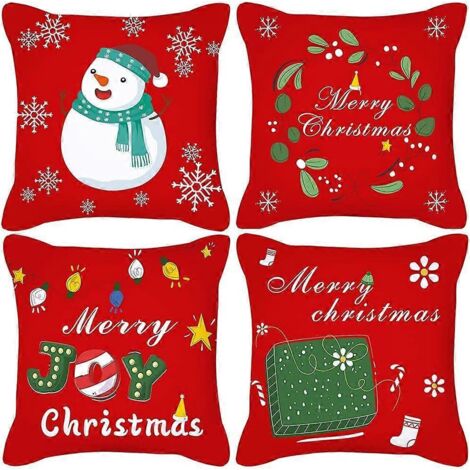 Lot de 4 housses de coussin carrées de Noël 45 x 45 cm Style A (1/5)