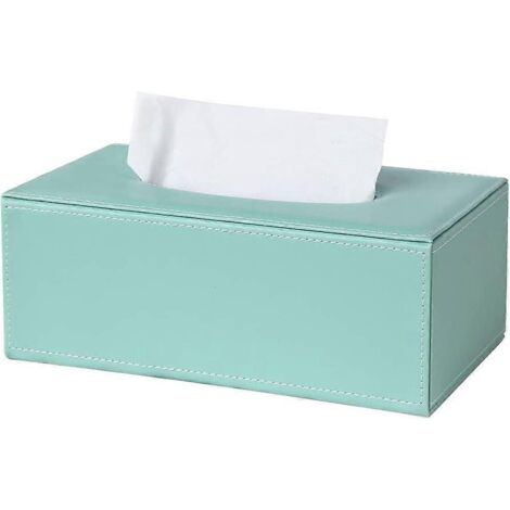 Boîte à mouchoirs rectangulaire en cuir (vert menthe) (1/4)